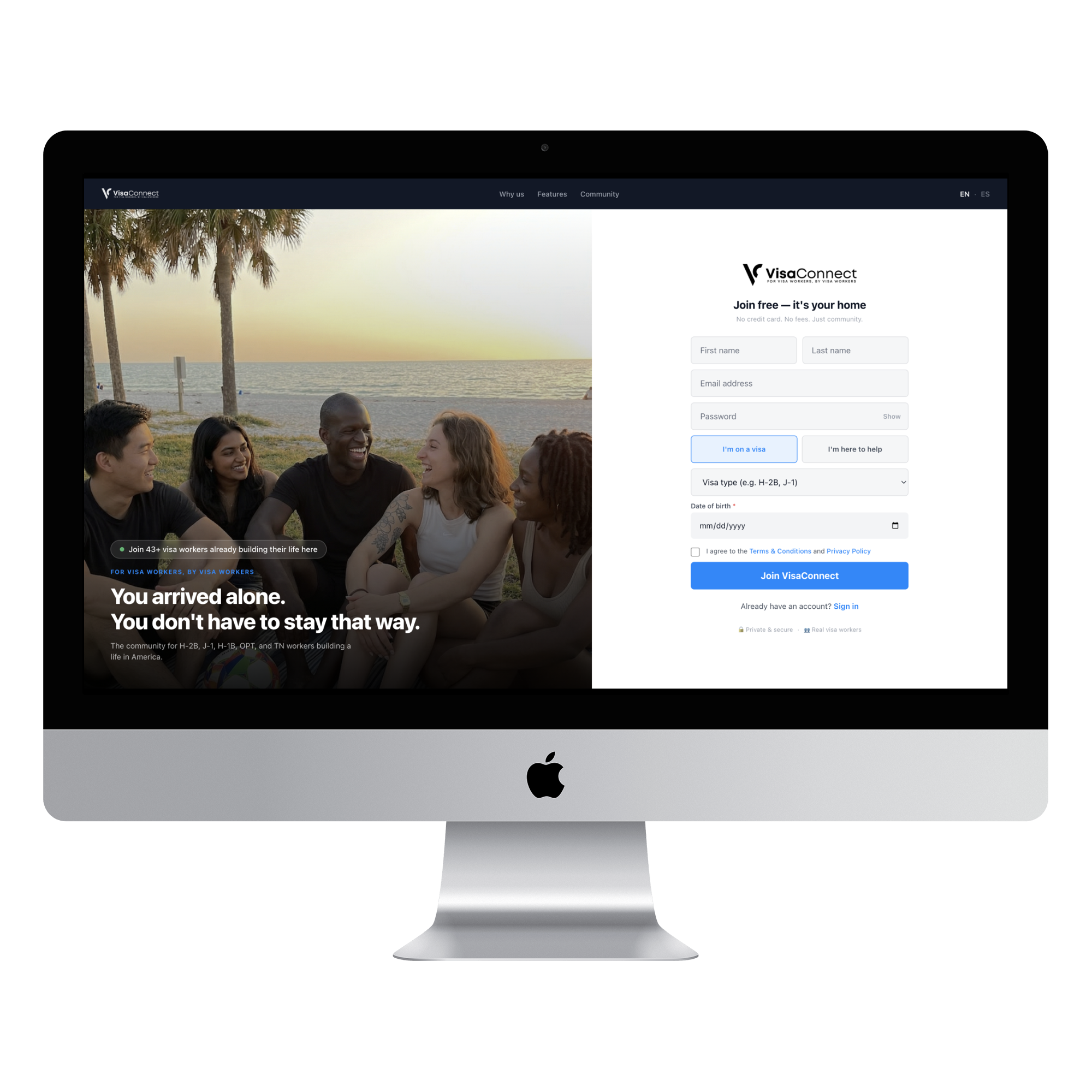 Desktop mockup of Visa Connect